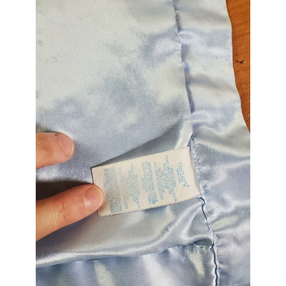 Carters Car Stop Sign Blue Baby Blanket Satin Trim‎ Back